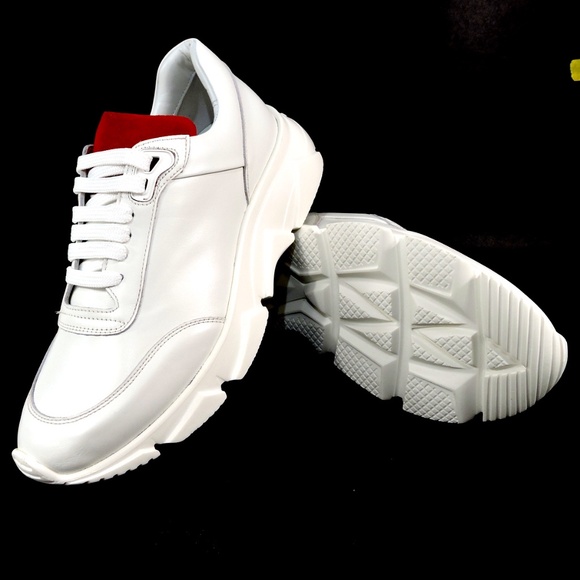 BOTTICELLI 🇮🇹 MEN'S WHITE LEATHER FASHION SNEAKERS - Picture 7 of 8